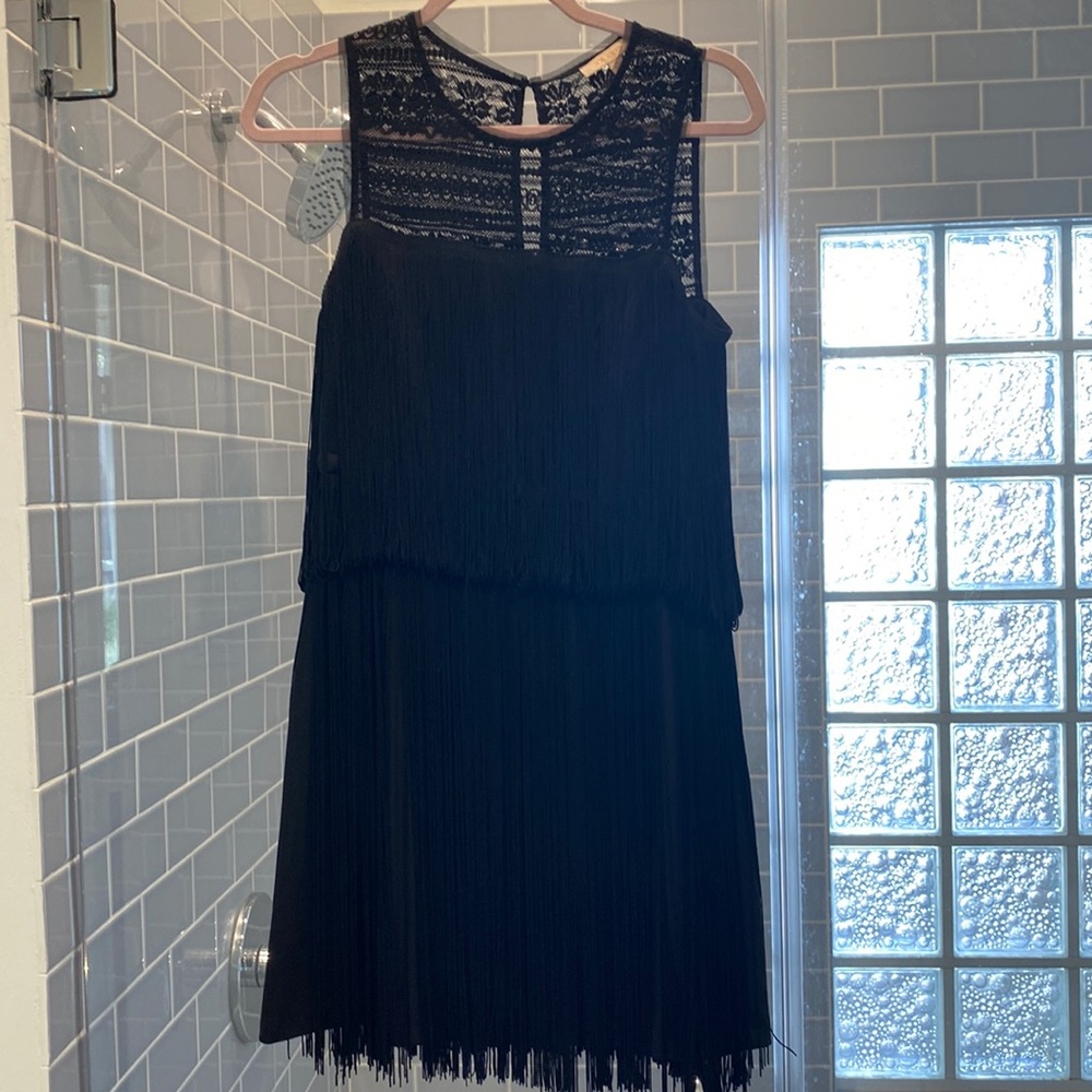 Black mini fringe dress